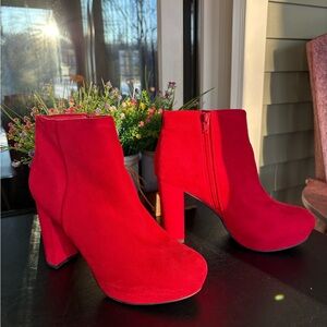 Red Suede Ankle Boots